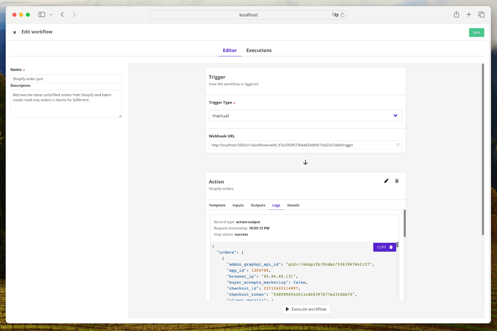 Karrio Workflow Editor