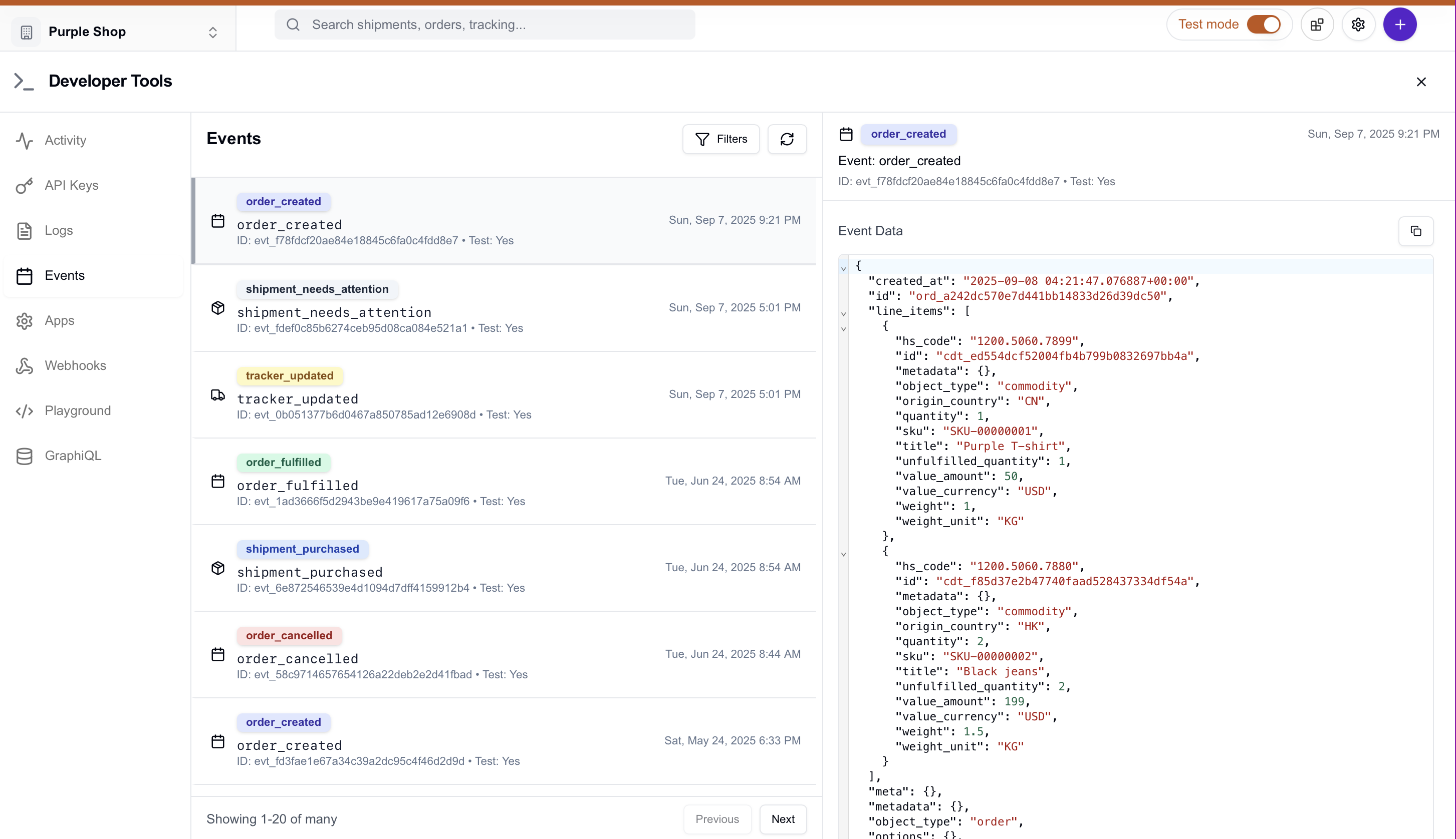 Events Dashboard